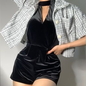 TopShop Black Velvet Halter Romper & Jumpsuit US Size 0